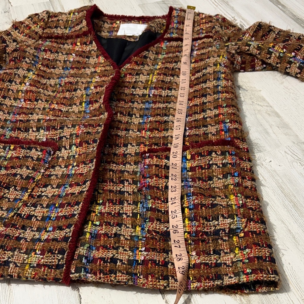 Anthropologie Ett:twa Harlequin Longline Tweed Blazer Size Small Wool Blend - Picture 12 of 13